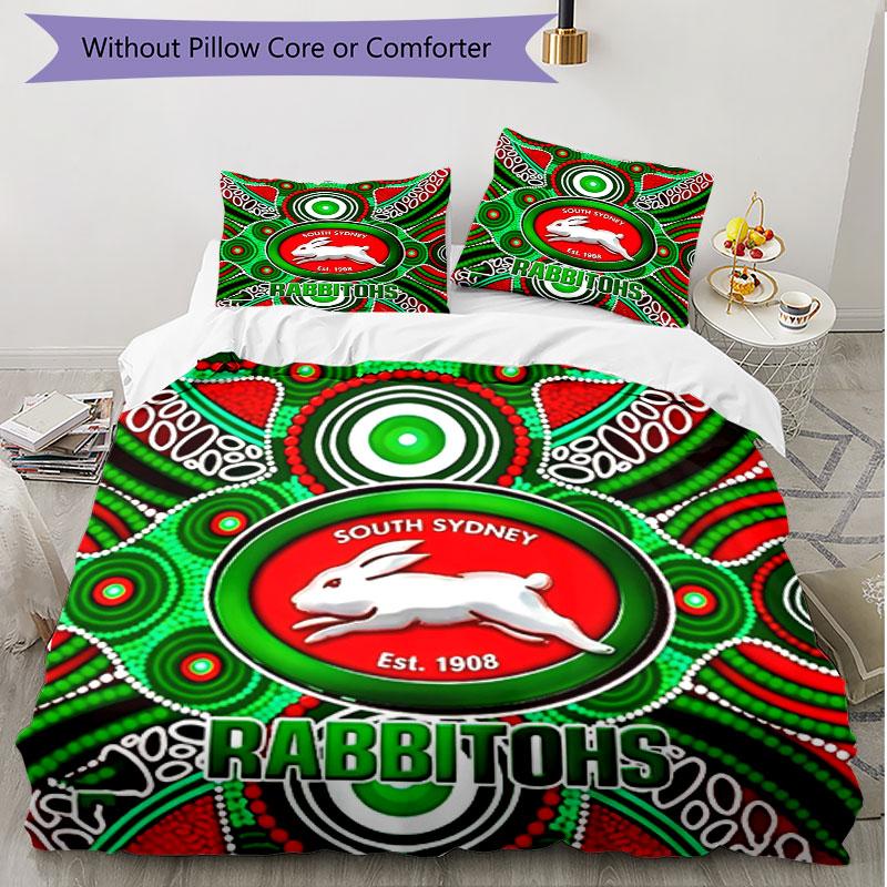 3pcs Duvet Cover Set (1*Duvet Cover + 2*Pillowcase, Without Core), South Sydney Rabbitohs Print Soft All‑Season Bedding Set, Home Bedroom Decor Gift