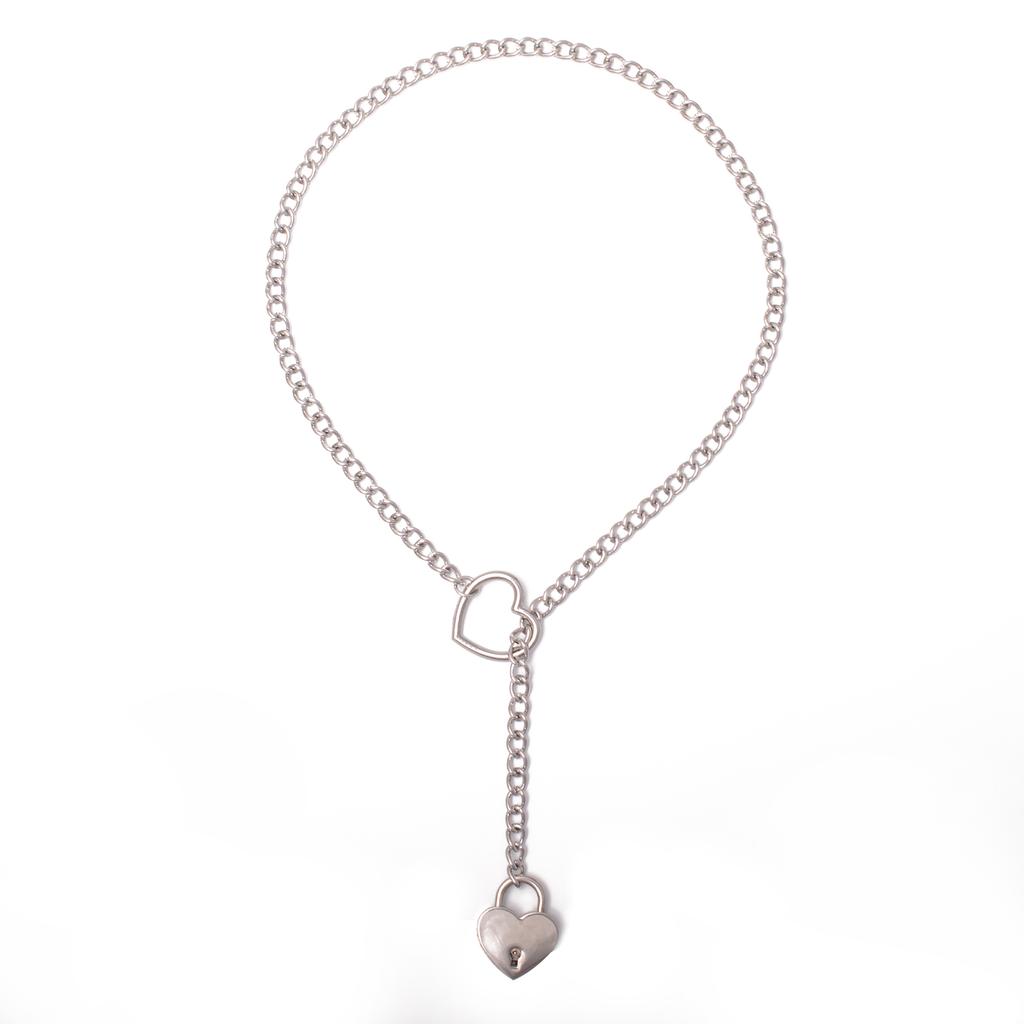 Herzschloss Gliederkette Halskette Liebesketten Choker Vorhängeschloss Halsband für Frauen Punk Goth Schmuck Gothic Ästhetische Accessoires