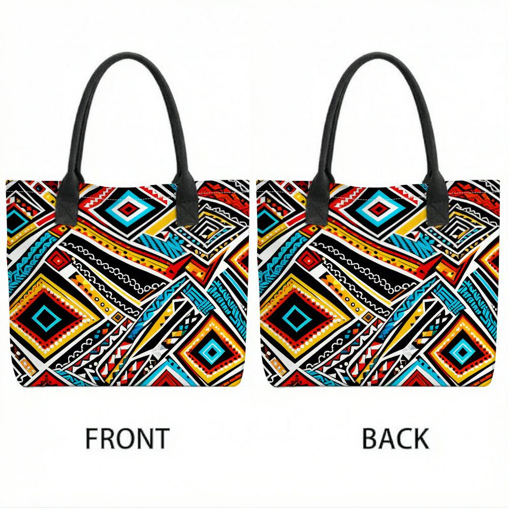 Bohemian Geometric Pattern Tote Bag Fashion Casual Large Capacity Women Daily Shopping Shoulder Handbag