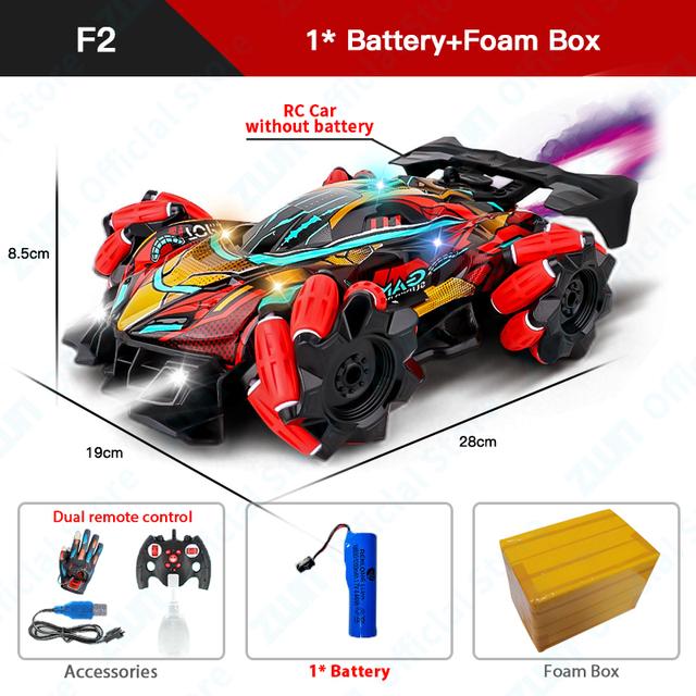 

Новый RC Drift Car с музыкальными светодиодными фонарями 2,4G Перчатка Жест Радио Дистанционное управление Спрей трюковые машинки 4WD Электрические детские игрушки Подарок 1 battery красный