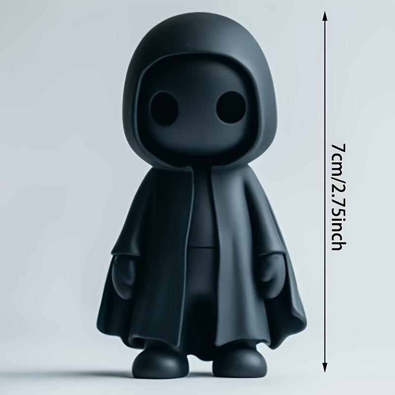 1Pc Cute Black Cloak Hooded Character Figurine 3D Printed Halloween Decorations For Indoor Outdoor Home Desk Yard Party Ornament