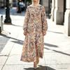ZANZEA Abito Musulmano da Donna a Manica Lunga, Collo a V, Vestibilità Larga, Casual, con Stampa Etnica