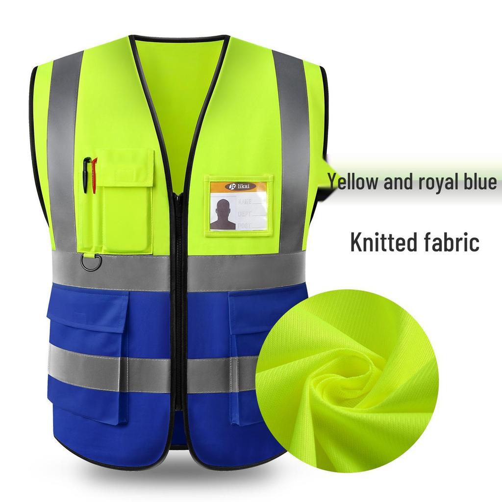 LIKA Reflective Multi-Pocket Safety Vest for Traffic, Construction, Sanitation, and Gardening