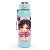 1PC Cute Girl Two Ponytails Portrait Print 750ml Color Plastic Sports Water Bottle Leakproof Flip Straw Lid Suitable for Sports Office Home Use