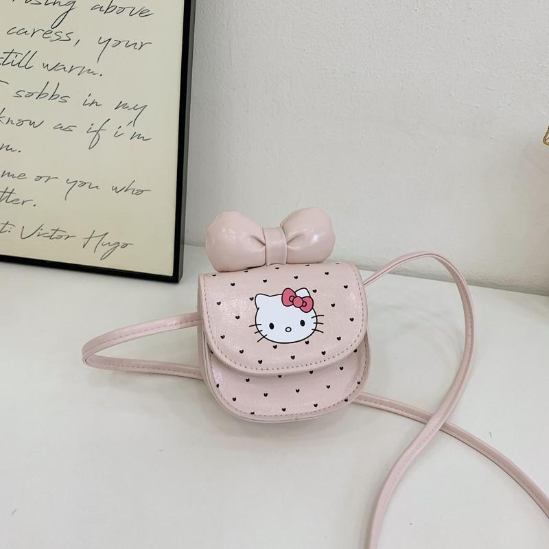 Cartoon Kids Print Mini Crossbody Bag With Bow Design For Toddlers