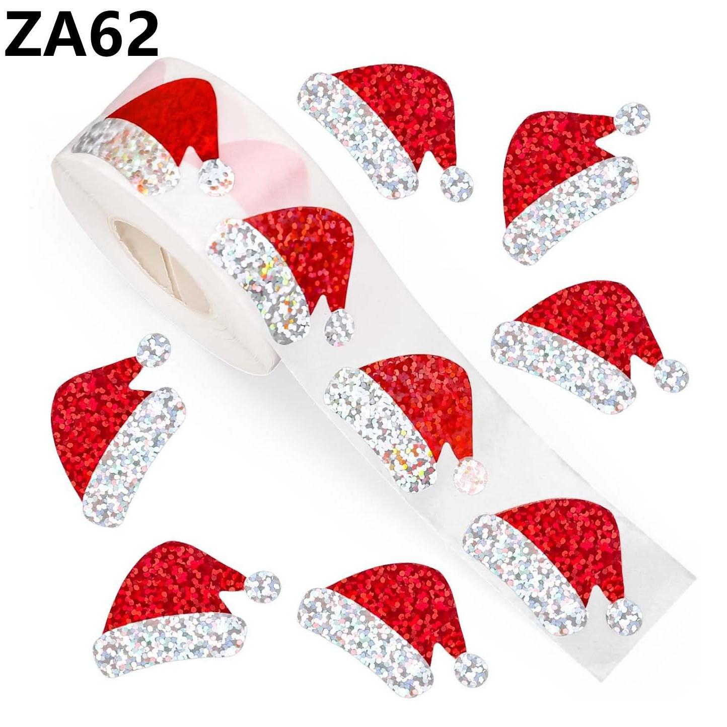 

500-1000pcs Laser Christmas Stickers Roll 3cm Snowman and Red Christmas Hat Sticker for Kids Gift Sealing Stationery Sticker about 3cm