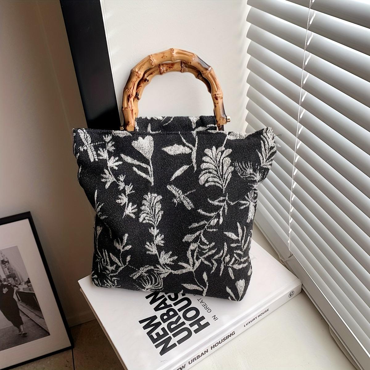 

Сумка-тоут с винтажным цветочным узором, сумка в стиле ретро в китайском стиле, женская модная сумочка и кошелек чёрный