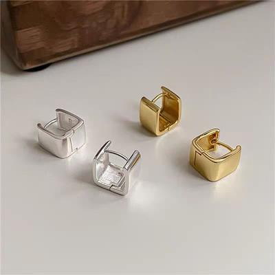 Neutral Style Geometric Square Ear Buckle Earrings Trendy Men'S Personality Simple Daily Stud Earrings Earrings Women