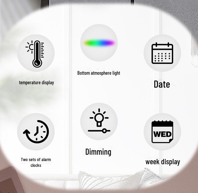 Ceas digital LED transfrontalier GH8033: Afișaj mare, dată, alarmă multifuncțională și lumină de atmosferă