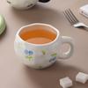 Koreanischer Ins-Wind handgepresste Liebe Keramik-Kaffeetasse, Nachmittagstee handbemalte Blumentasse hochwertiger Wasserbecher