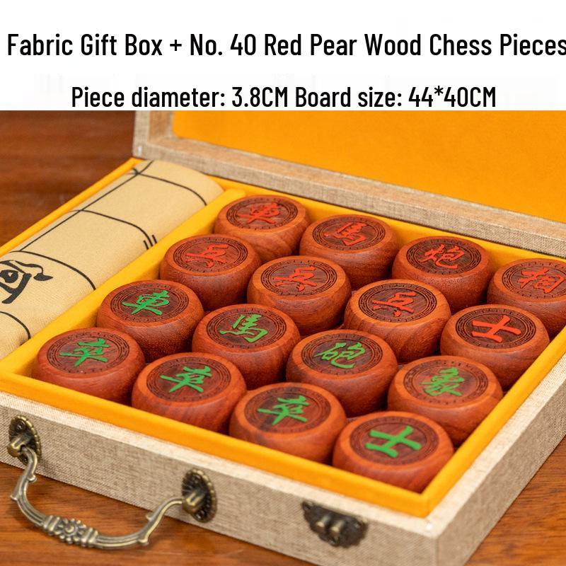 Premium Solid Wood Chinese Chess Set: Large Red Rosewood Pieces & Beech Wood Board, Ideal Gift for Adults & Elders