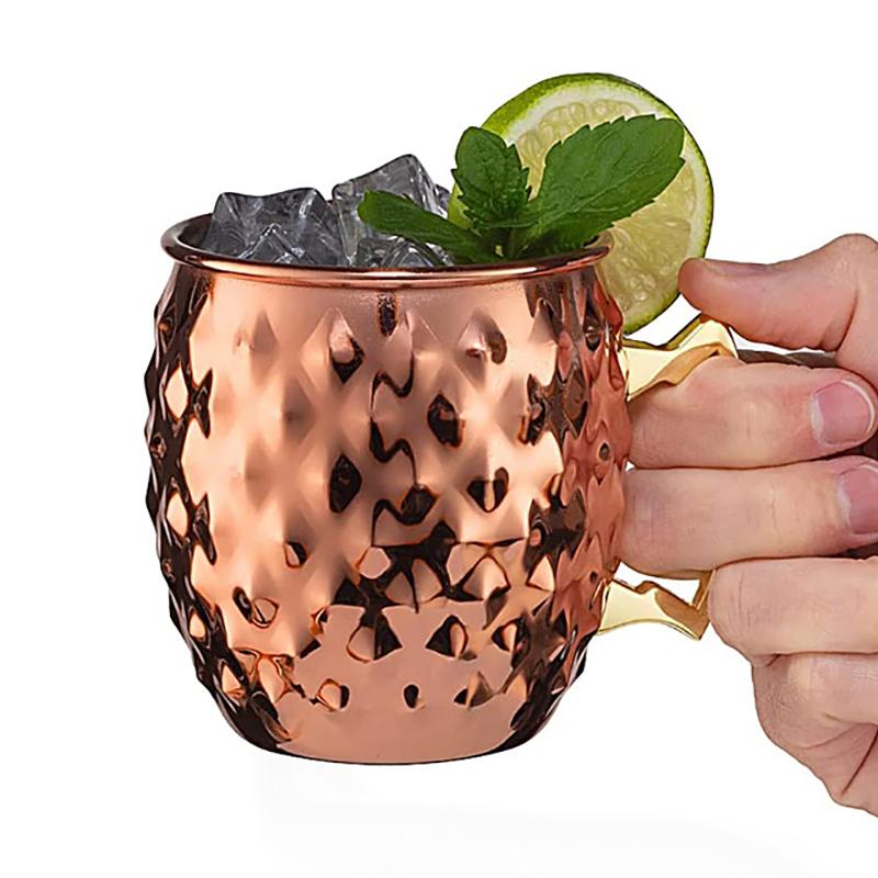 Stainless Steel Diamond Hammered Moscow Mule Mug Drum-Type Beer Cup Coffee Cup Water Glass Drinkware 540ml