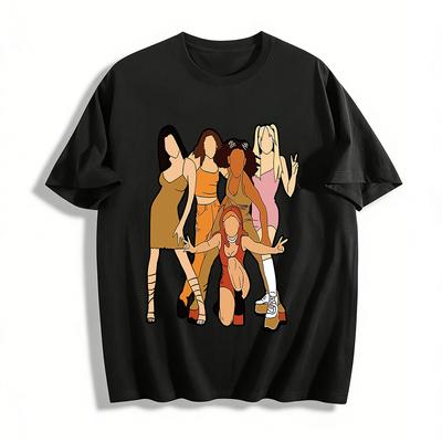 Vintage Y2K Spice Girls Print T-shirt Retro Girl Group Graphic Tee For Women Casual Streetwear Pure Cotton T-shirt
