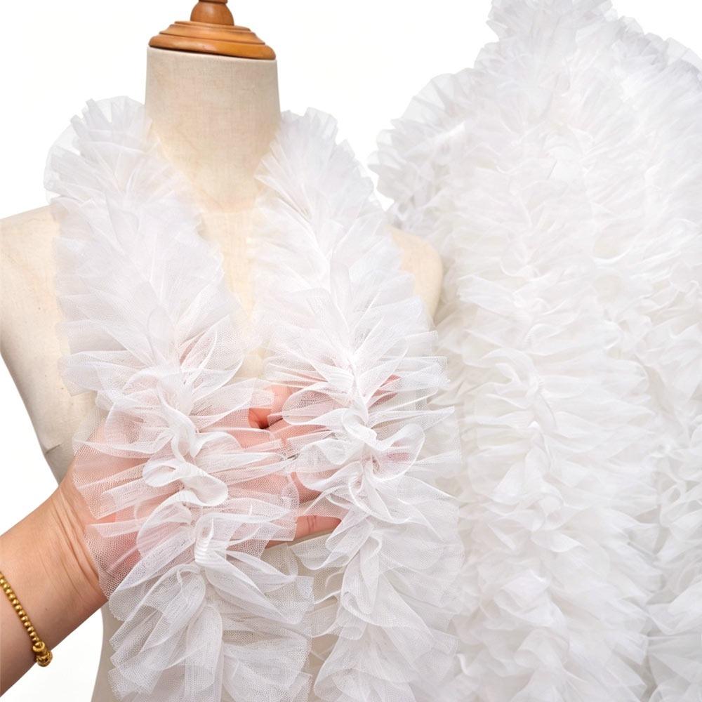 9cm Wide Double-Layer Mesh Colorful Woolen Strips Pleated Skirt Fabric Ruffle Trim Thick Lace Accessories Baby Doll Clothes