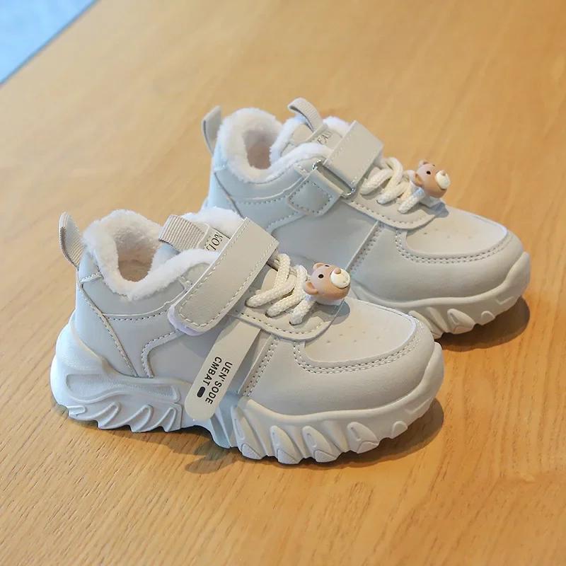 Winter Kid Casual Sneakers Boy Girl Running Sports Shoes Slip Resistant Toddler Baby Warm Cotton Shoes Fashion Children Footwear