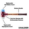 HALDER Simplex Plastic Hammer, TPE (Blue) / Polyethylene (White), Diameter 50, 3017.050