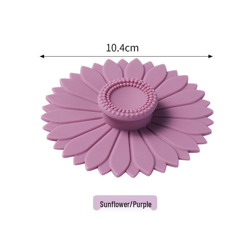 Nordic Color Silicone Sunflower Cup Lid - Dustproof, Anti-Fall, Food-Grade Sealing Cover for Teacups and Coffee Cups.