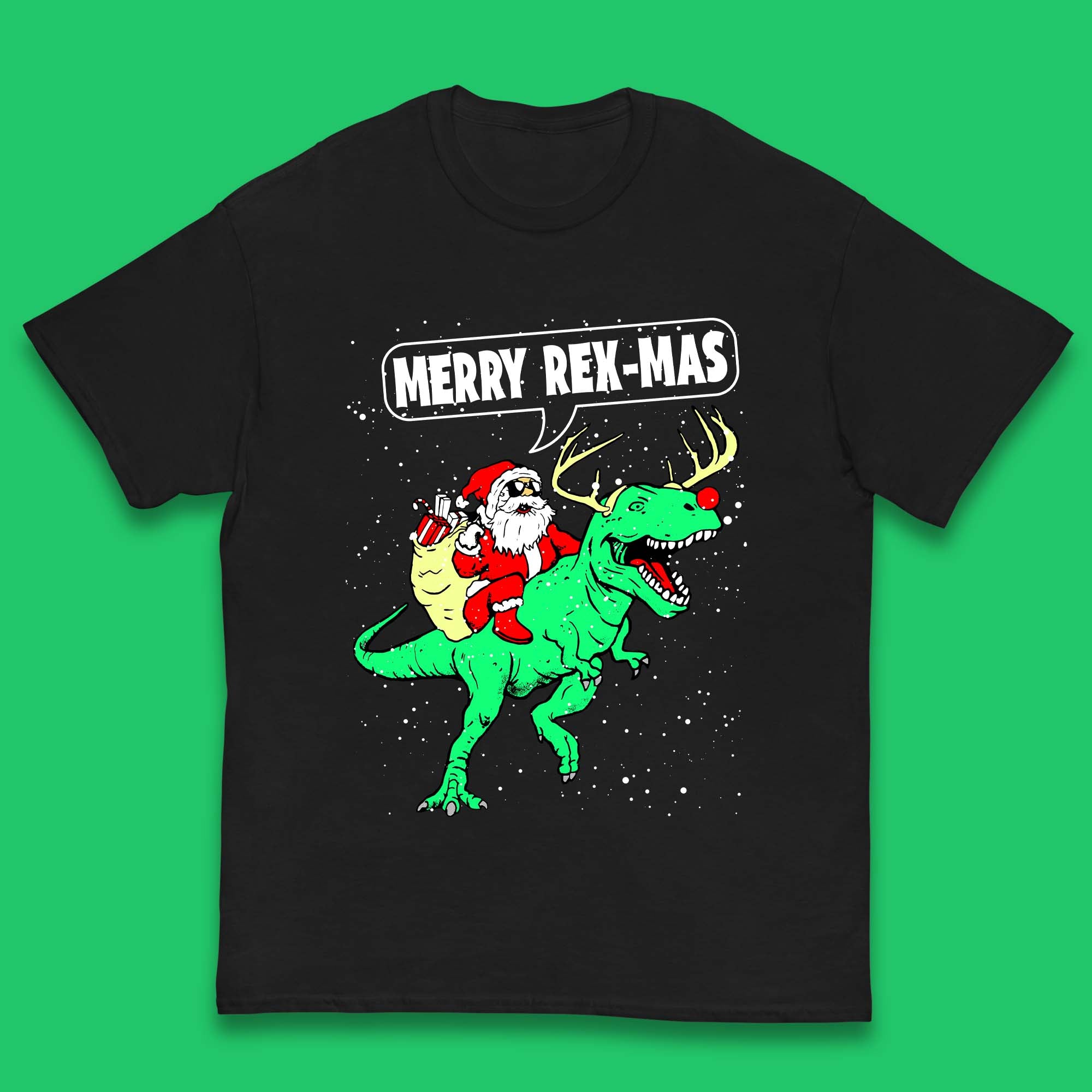 Merry Rex-Mas Christmas Kids T-Shirt 100