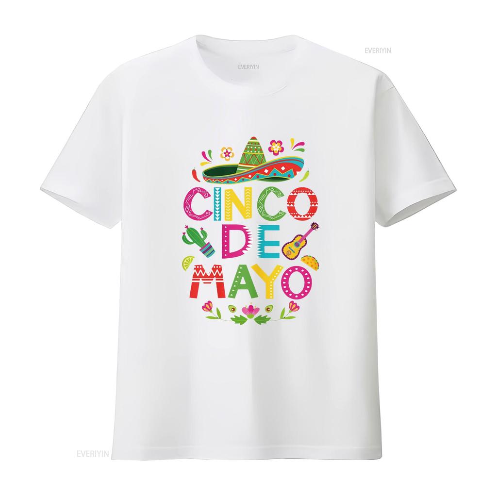 Cinco De Mayo for Womens T Shirt Kids Mexican Fiesta Cactus Black vintage Washed Stretched homme fashion Stylish Breathable