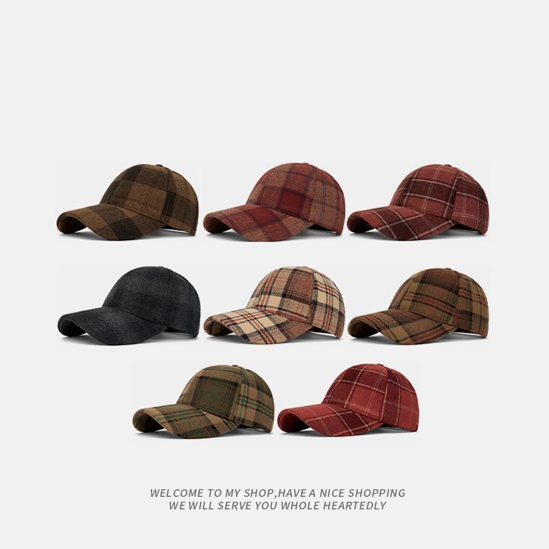 Autumn Winter Women's Plaid Baseball Cap Vintage Cap Men's Sun Hat British Hat