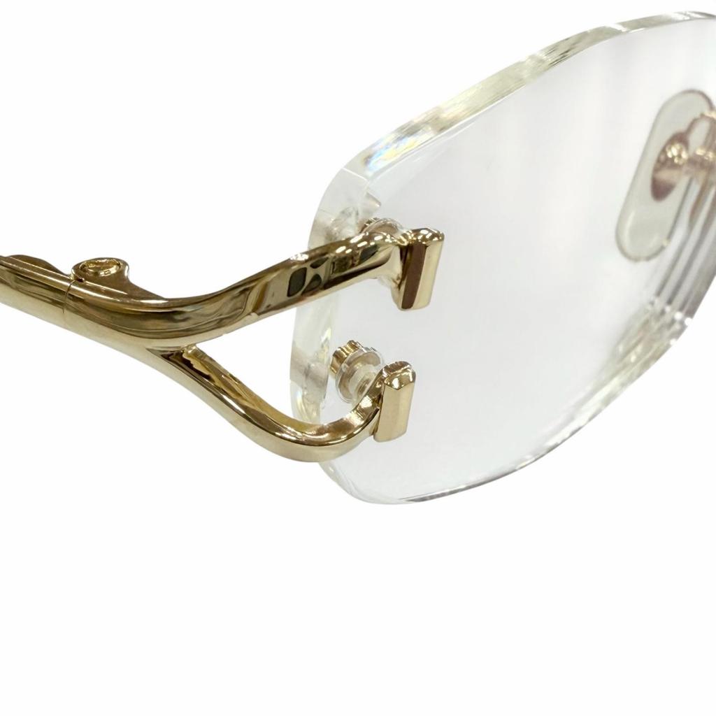 Great Cartier Glasses 2C decor Two Point Rimless gold mens Used