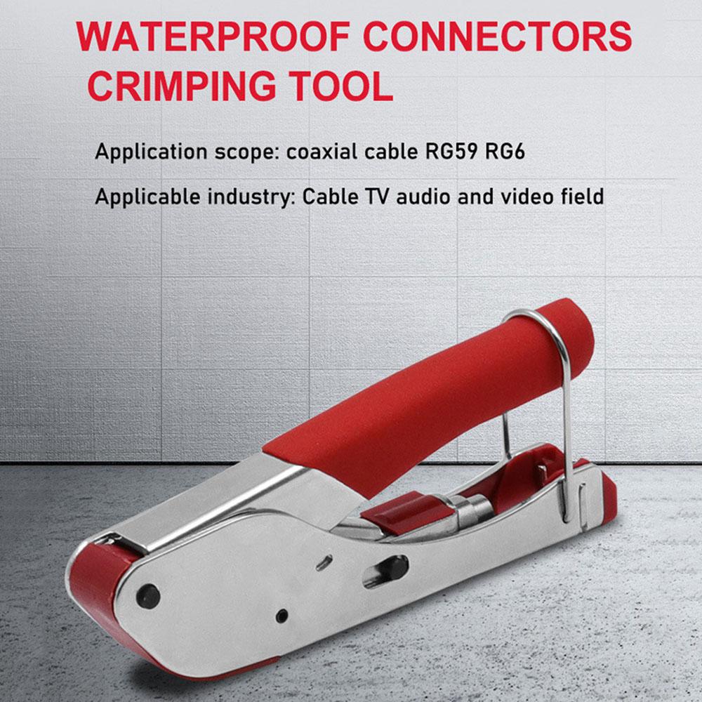 Multitool Wire Stripping Squeezing Pliers Coaxial Cable Cold Press Clamp RG59 RG6 Cable TV Crimping Tool Set with 20 F