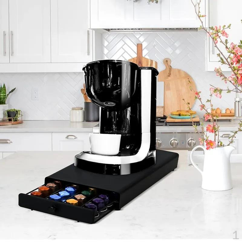 

Coffee Pod Drawer Countertop Rack Dustproof Container with Mesh Shelves Large Capacity