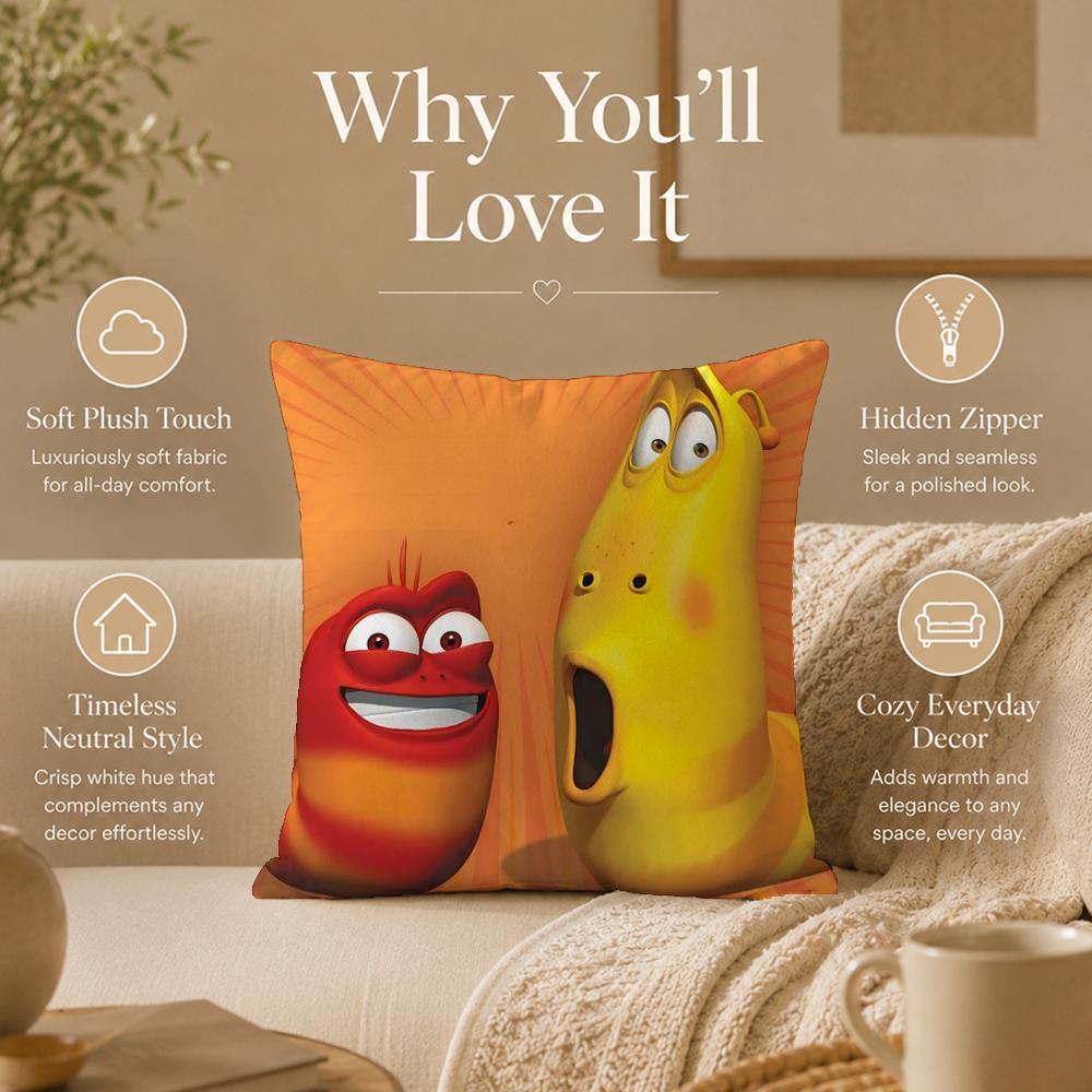 Cartoon L-LarvaS Cushion Cover Double-Sided Printed Pillow Cover Hypoallergenic Dust-Mite Proof