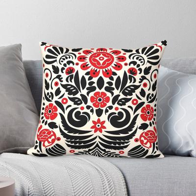 Polish Slavic Style Square Pillowcase Polyester Linen Velvet Printed Zip Decorative Bed Cushion Cover X