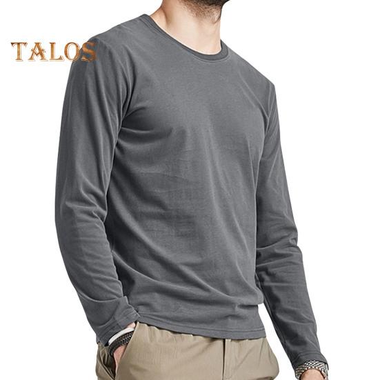 

Мужской осенне-весенний топ с круглым вырезом и длинными рукавами, однотонный облегающий тонкий пуловер, футболка, повседневная спортивная домашняя одежда M серый