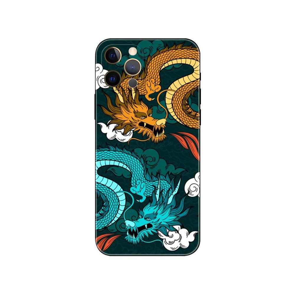 China Red Black Dragon Phone Case For iPhone Samsung Galaxy Redmi Xiaomi Note S A 16 15 14 13 12 11 20 21 22 23 53 54 Pro Plus Ultra Silicone Cover