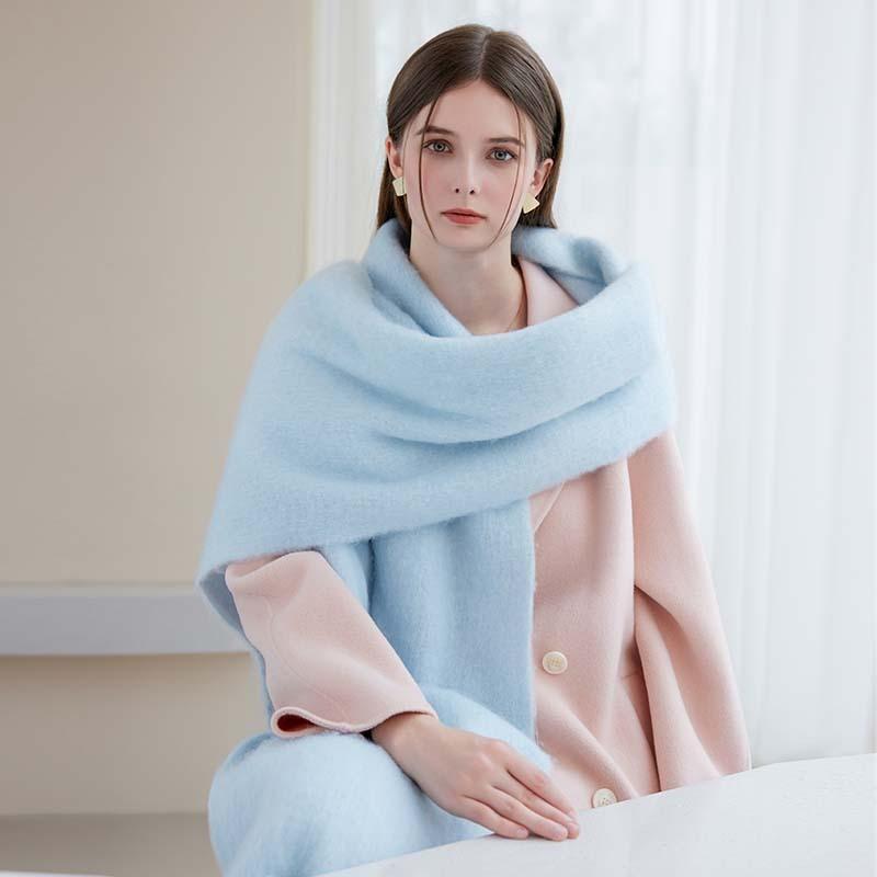 New style solid color pulled hair thickened warm scarf women's winter fashion men's women's scarf scarf scarf shawl