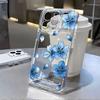 Blue Sakura Floral Print Transparent Phone Case For Samsung A56 5G A36 S26 S25Ultra S24 S23 S22 Case A55 A54 A35 A17 A16 A15 A26