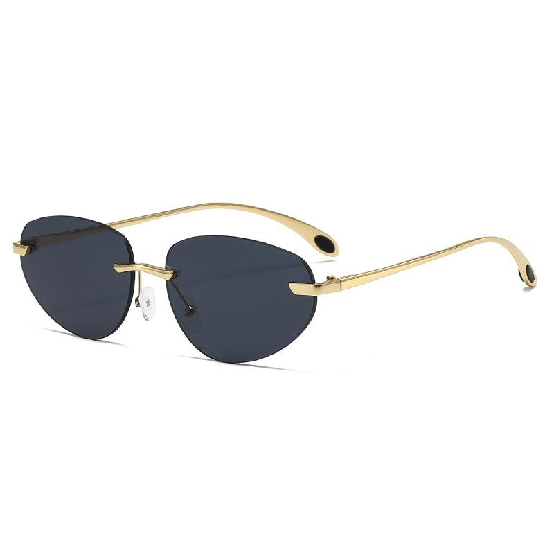Metal Frameless Spice Girl Cat Eye Sunglasses Women S Retro Uv Protection Premium Sense Frameless Sunglasses