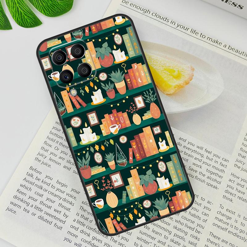 Flowery Books and Tea Case For Samsung Galaxy M11 M12 M13 M14 M15 M06 M16 M36 M56 M31 M53 M32 M52 M35 M55 M34 M54 Samsung M32 4G