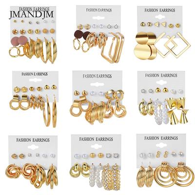 Orecchini in lega Orecchini geometrici quadrati Set 6 pezzi Orecchini retrò con perle Orecchini