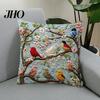 Chair Pillowcase Embroidered Throw Pillow Cover Flower Tree Bird Cushion Decorative Durable Sofa with Zipper for Living Room Couch Bed Embroidery