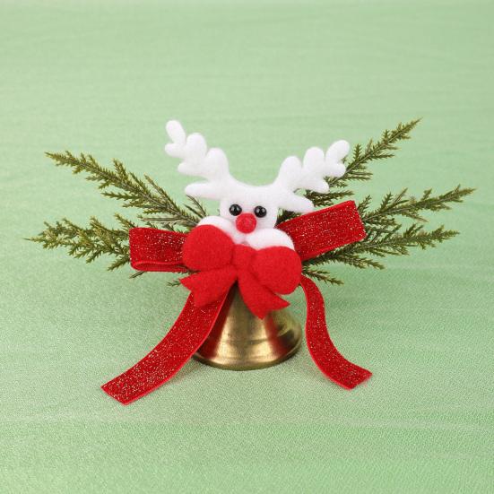 Holiday Home Decorations Christmas Bow Ornaments with Gold Jingle Bells, Xmas Tree Hanging Wreath Retail Window Displays Pine Cones, Red Berries