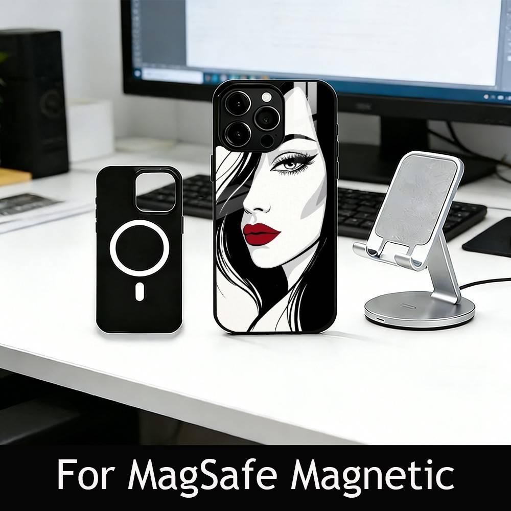 Line art Phone Case For iPhone17,16,15,14,13,12,11 Plus,Pro Magnetic For Magsafe Wireless Charging