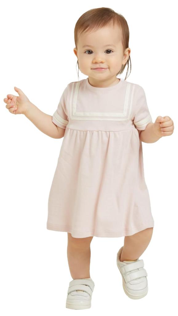 Sailor Collar Short Sleeve Dress A0A1R Light Pink 18 Months 81cm [Petit Bateau]