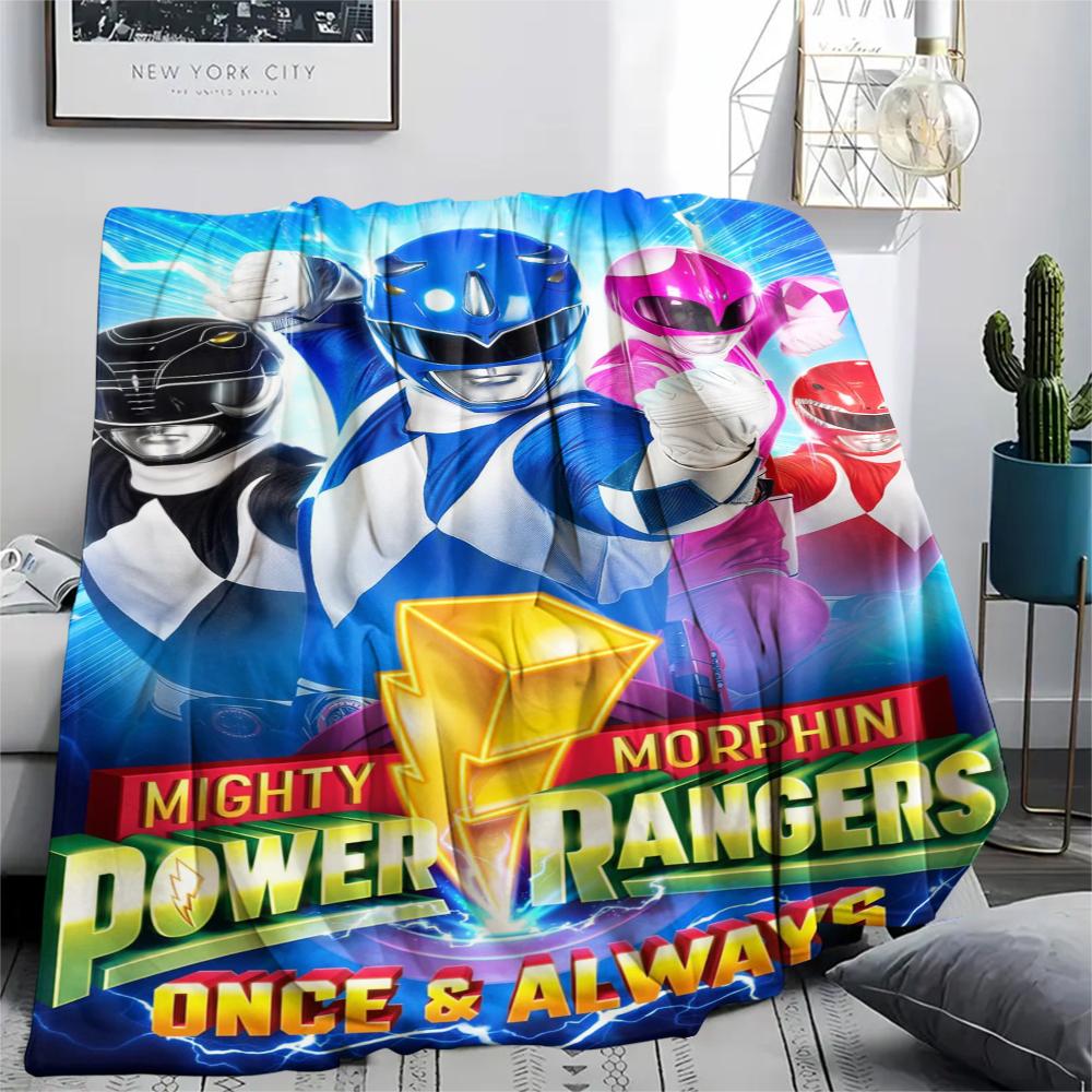 1 Stück Power Rangers Aufdruck Flanelldecke, Hohe Qualität, Bequem für alle Jahreszeiten, Heimdekoration, Wärme und Komfort, Perfekt für Geschenke