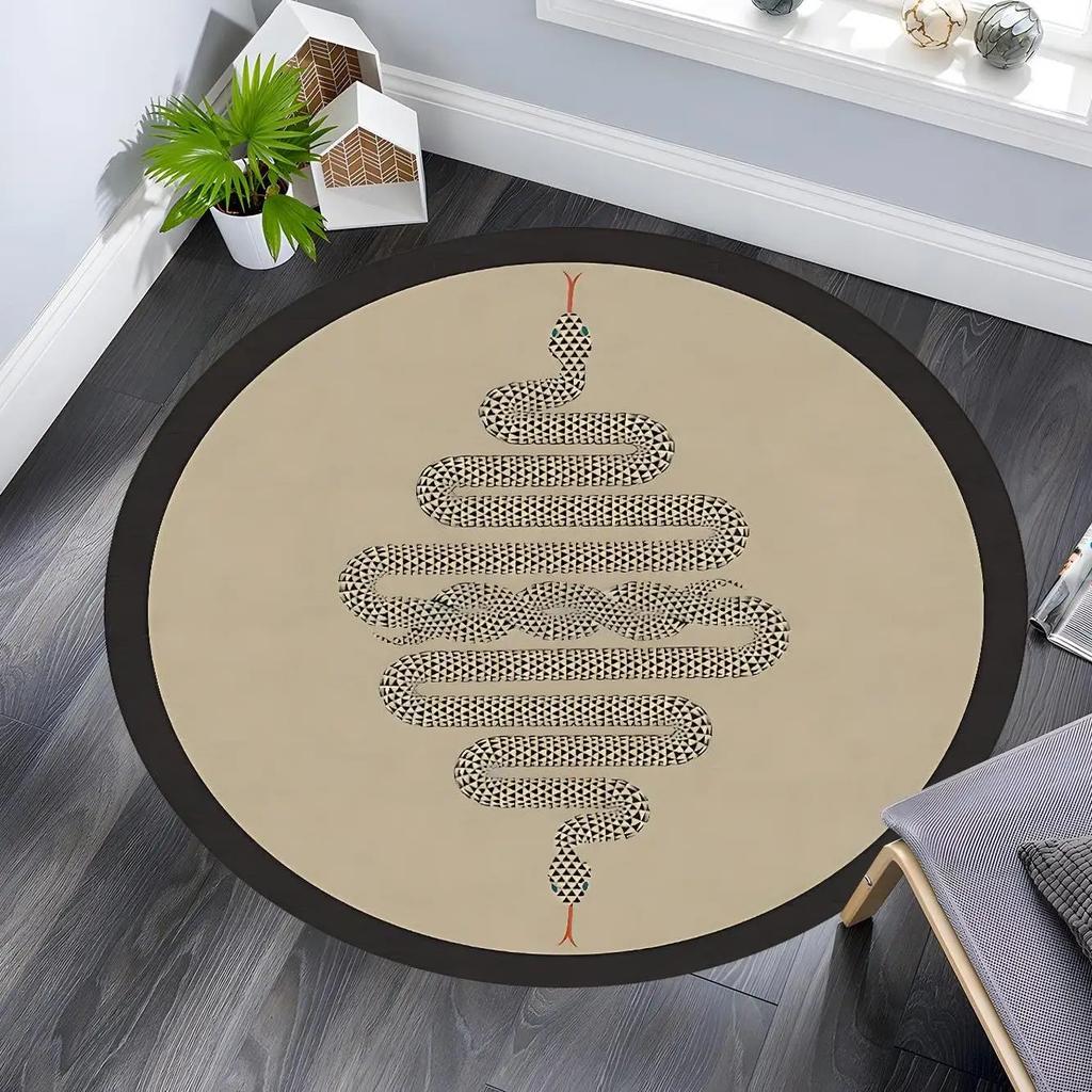 Round Hippopotamus Print Area Rug for Nursery Kids Play Mat Bathroom Entrance Decor