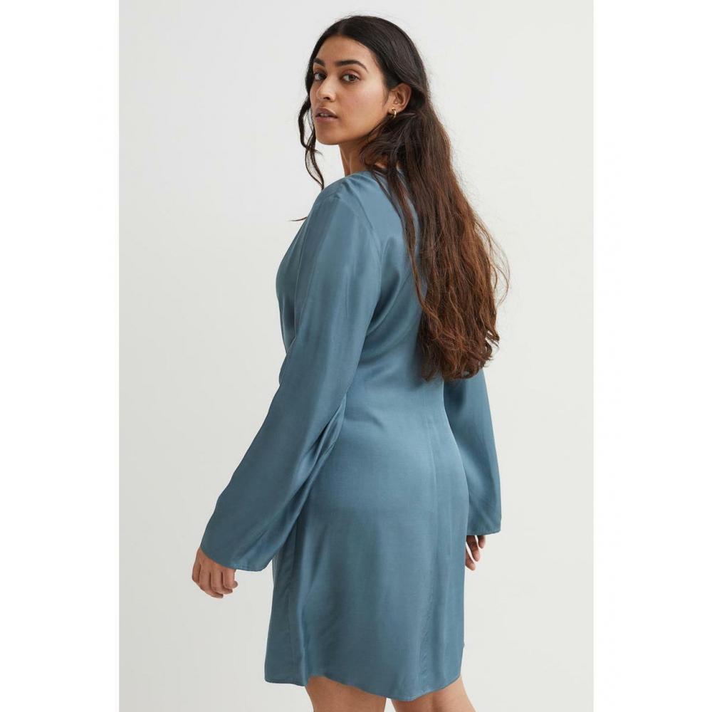 Vestido drapeado HM turquesa oscuro 1029539005 comprar a buen