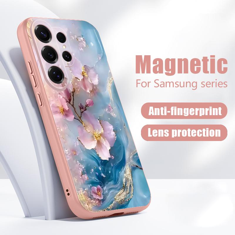 Magnetisch Für Magsafe Hülle Für Samsung Galaxy S26 Ultra S25 Edge S24 Plus S23 FE S22 A17 A54 A55 A56 A57 5G Gold Marmor Muster Hülle
