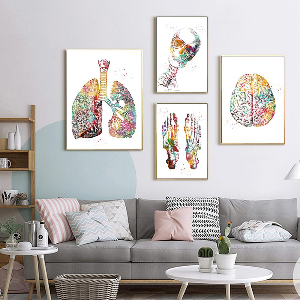 Menschliche Struktur, Herz, Lunge und Knochen, Poster und Drucke, medizinische Kliniken, Leinwandgemälde, Wandkunst, Geschenk für medizinische Enthusiasten