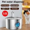 M-Modern-Automatic Pet Water Dispenser Stainless Steel 3.2L-Animal Drinking Fountain With Circular Window For Cats And Dogs
