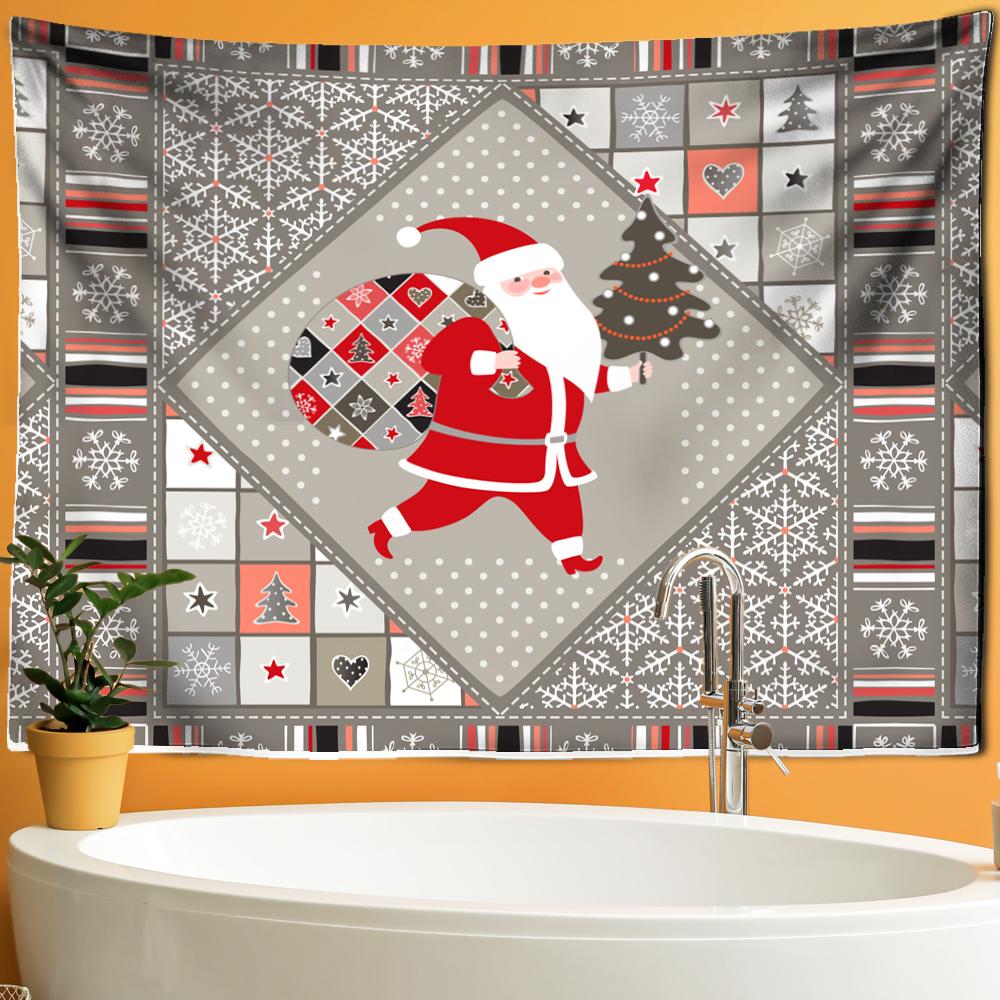 Gobelin Świętego Mikołaja Nowy Rok Szczęśliwe prezenty świąteczne Wiszące na ścianie Piękne kreskówki Cedar Room Home Decor