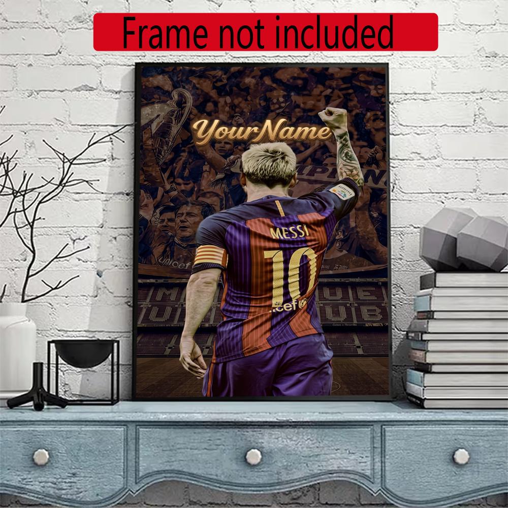 Messi Customize Your Name Diamond Painting Round Diamond Diy Frameless Holiday Artwork Suitable For Home Office Wall Decoration