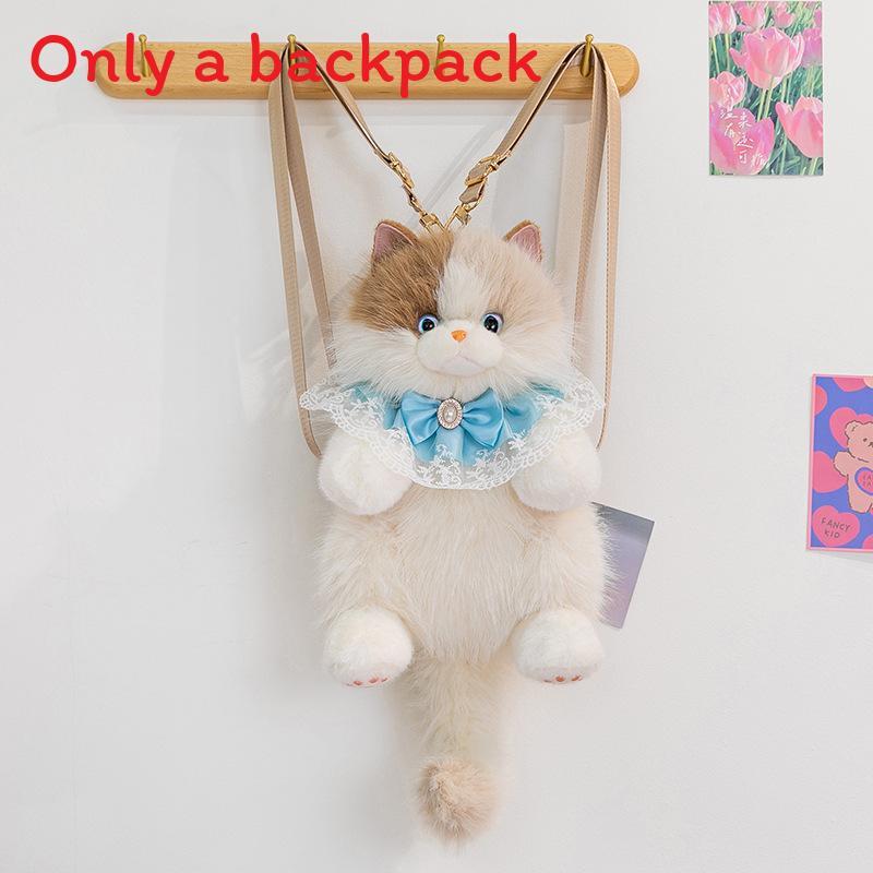Cat Plush Backpack With Bowknot Design For School And Travel Gifts For Girls And Boys