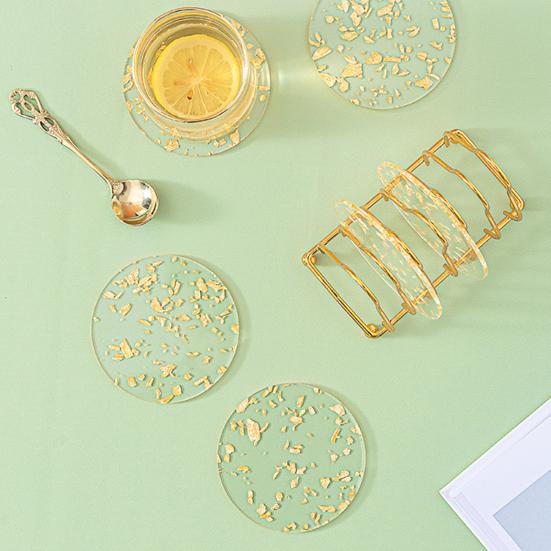 4 Stück Untersetzer Acryl Transparent Faux Kristall Textur Hitzebeständige Untersetzer Schützen Schreibtisch vor Verbrennungen Kratzern Flecken Zuhause Bar Küche Platzset